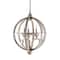 Gold Wood Rustic Caged Chandelier , 28" x 21" x 21"